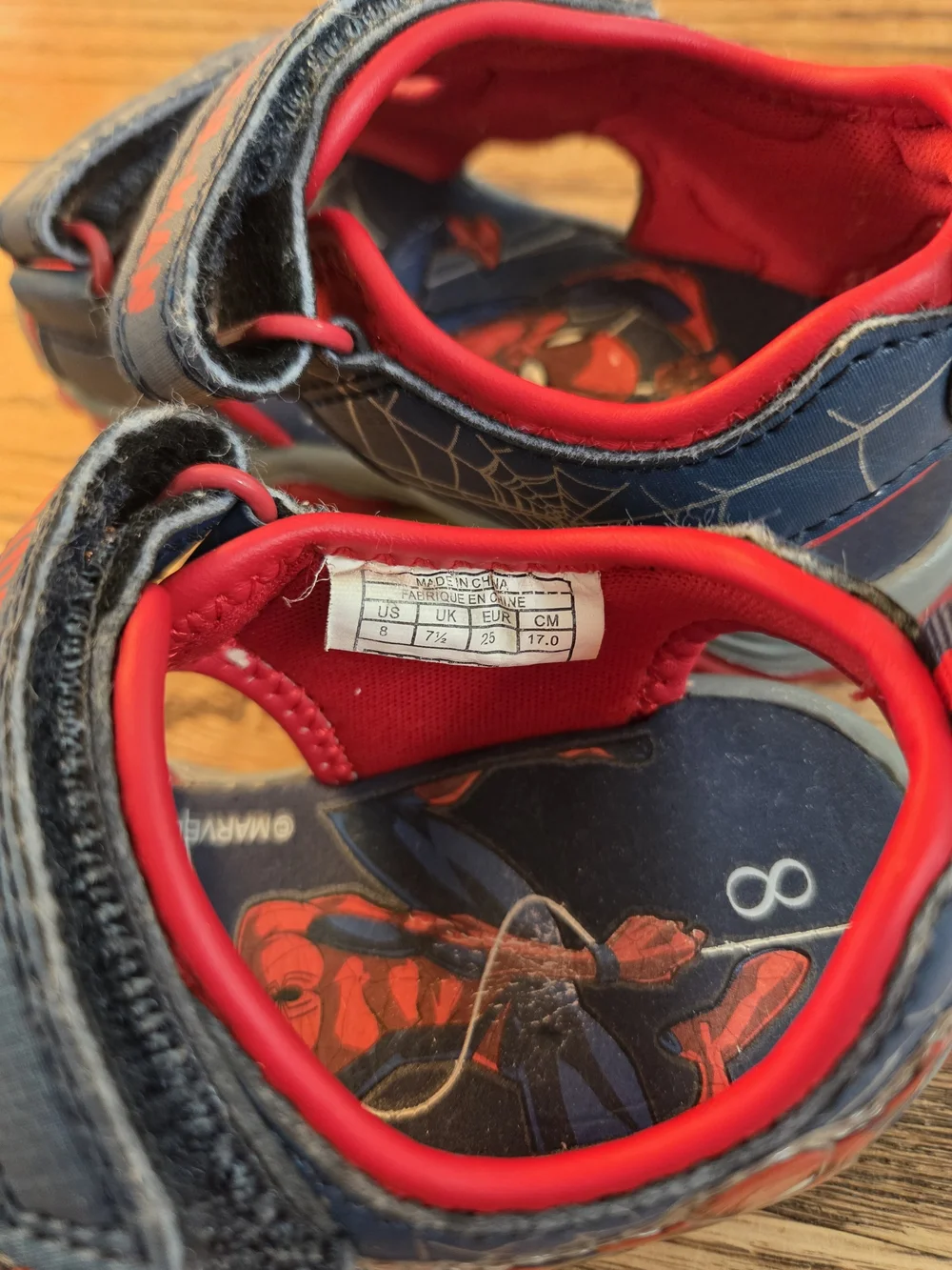 Spiderman - Red & Navy Blue - Toddler Velcro Sandals - US Size 8